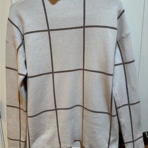 Cynthia Rowley Cream and Brown Crewneck Sweater